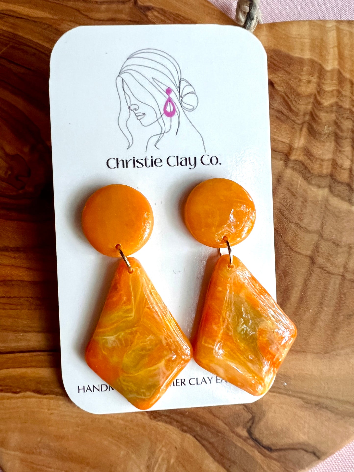 Swirl Collection - Orange Yellow Green White Translucent Dangle Drop earrings