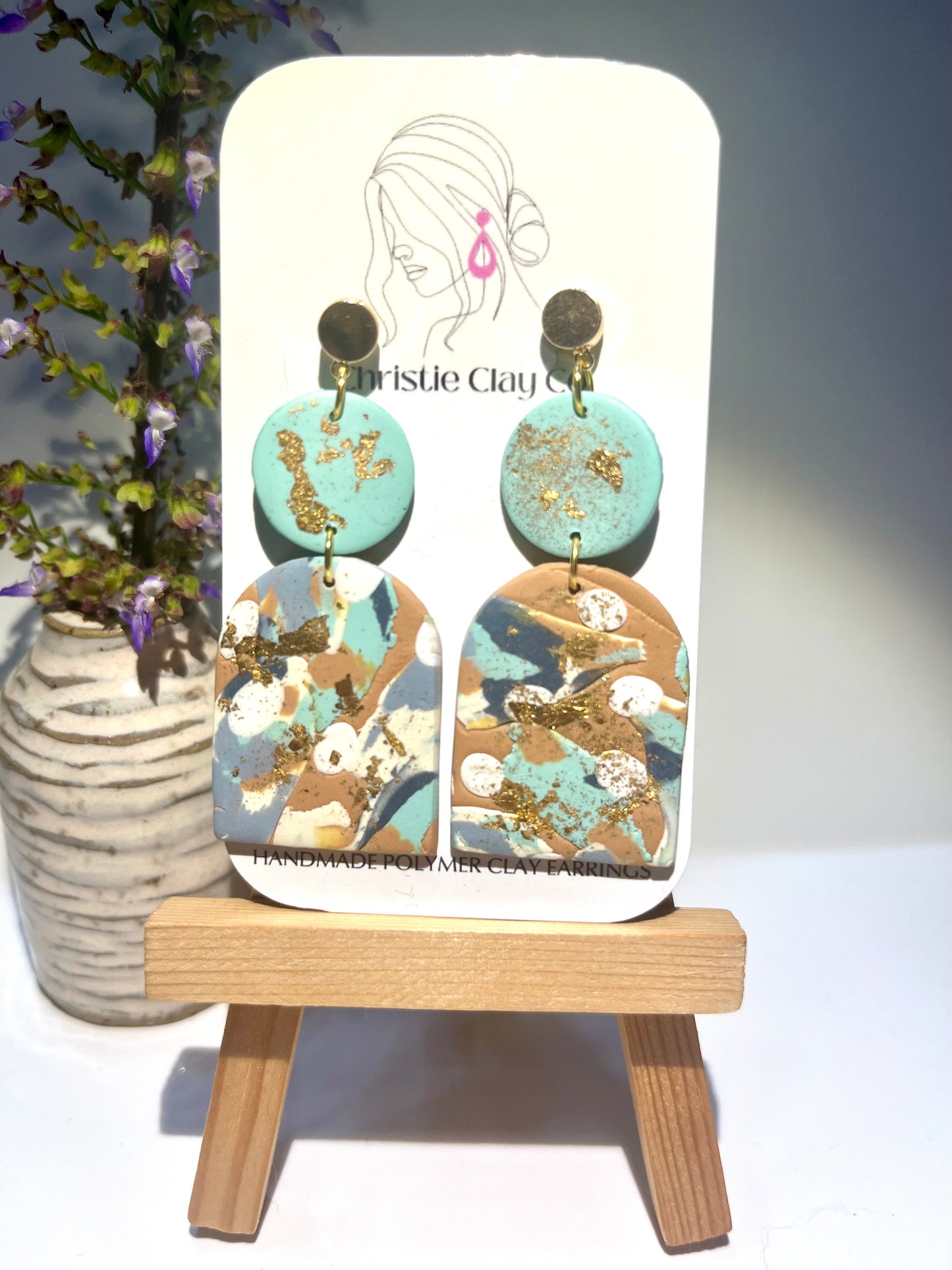 Multicolor marble with gold foil dangles