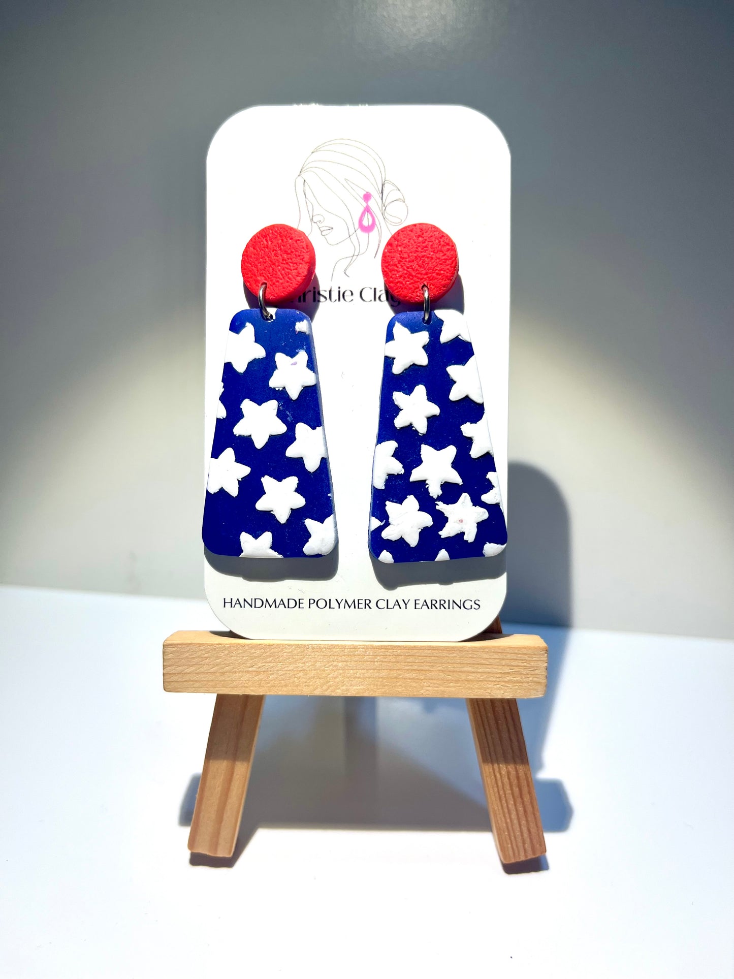 Red, White, & Blue-Red circles with star dangle