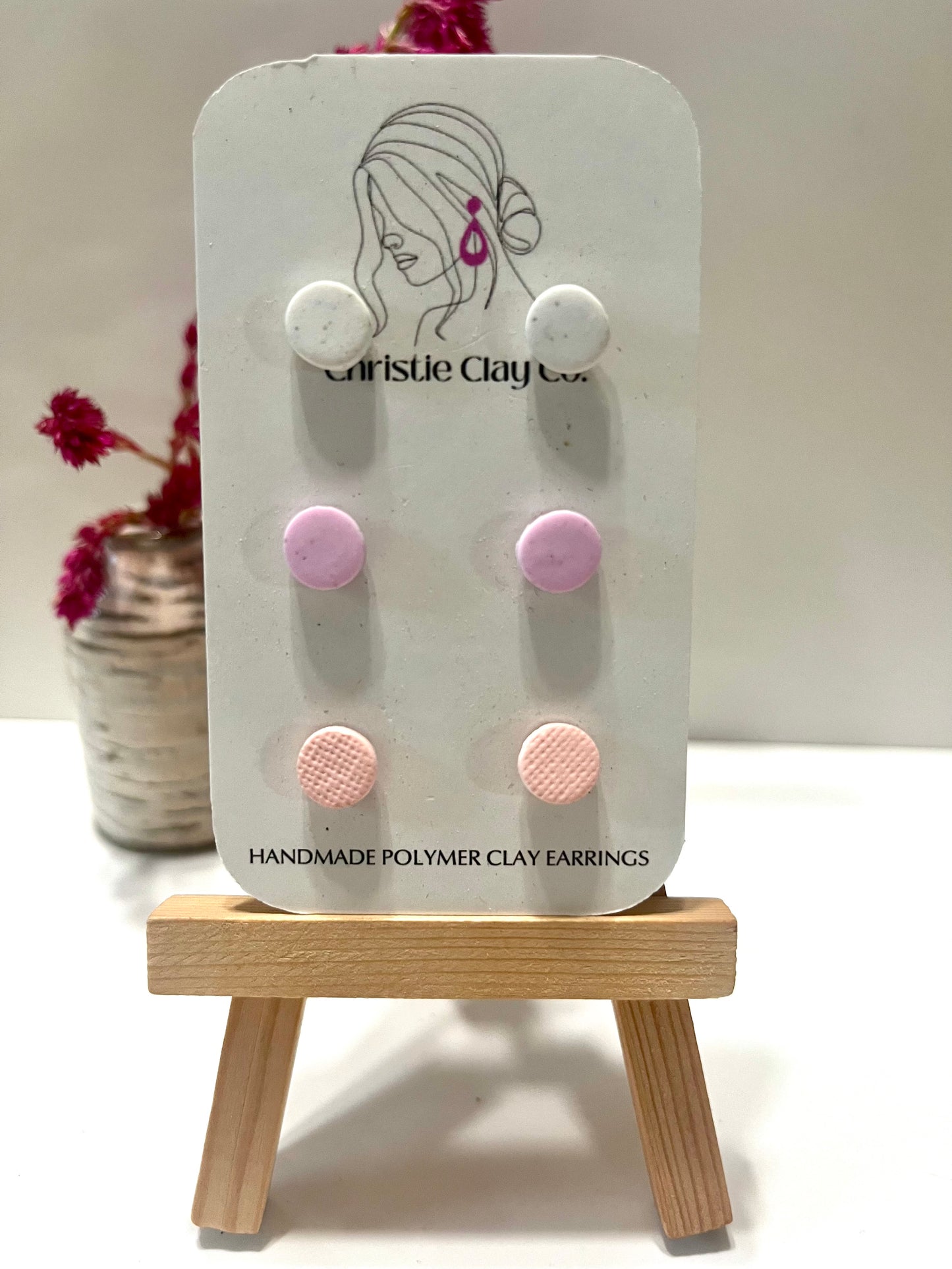 Micro dots-Set of three white, purple, and pink