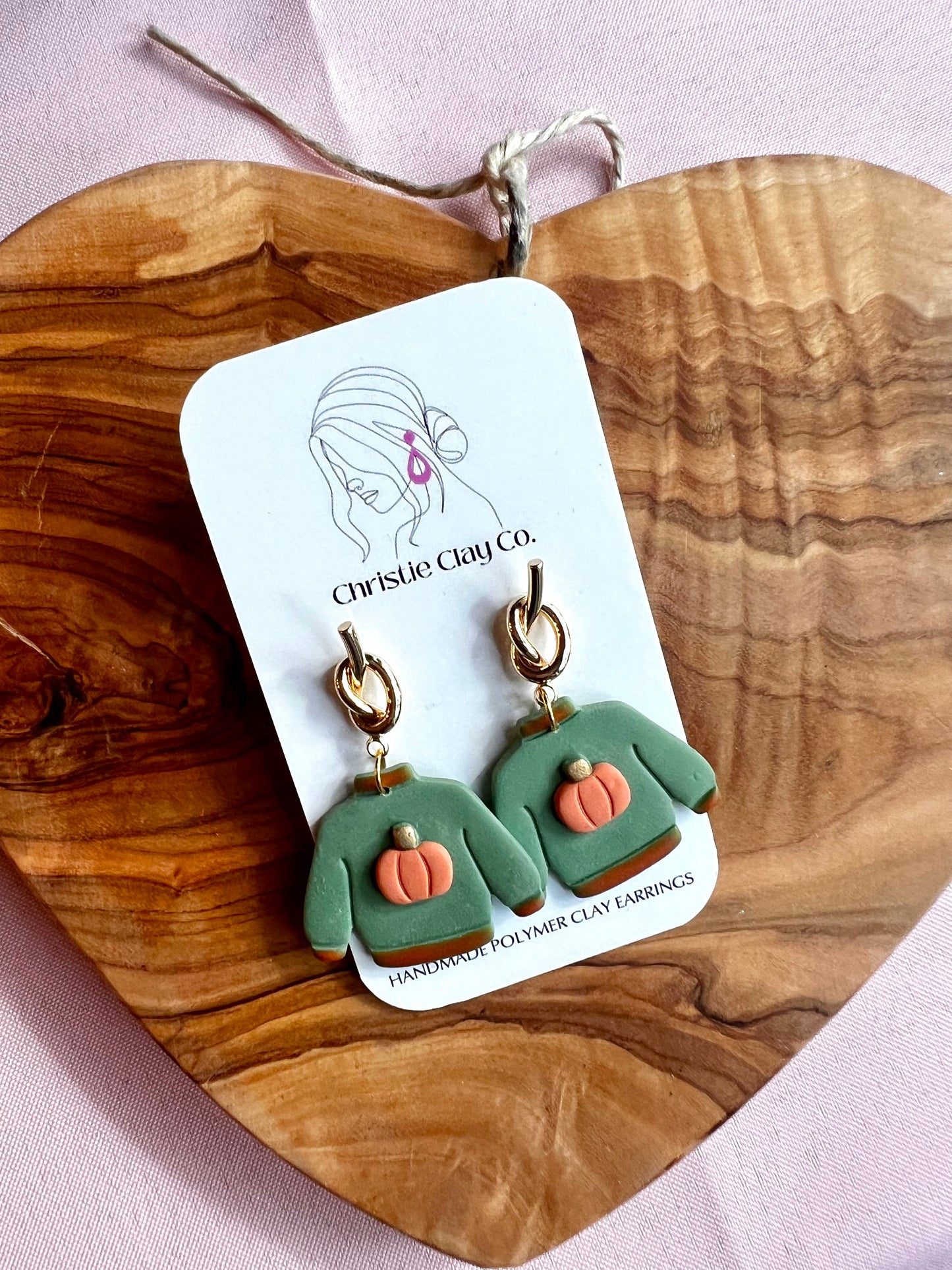 Fall - Green Pumpkin Sweater with Orange Trim