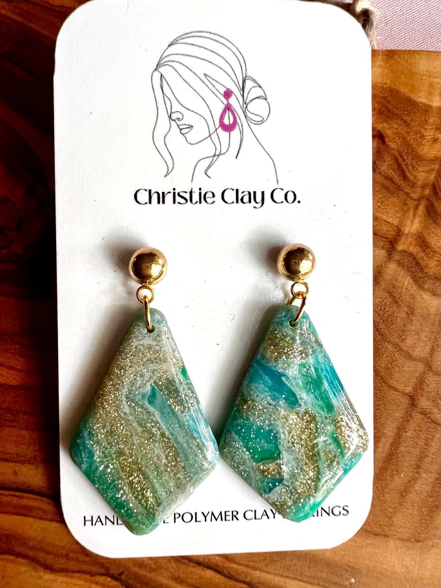Swirl Collection - Gold Turquoise Translucent Dangle Drop earrings