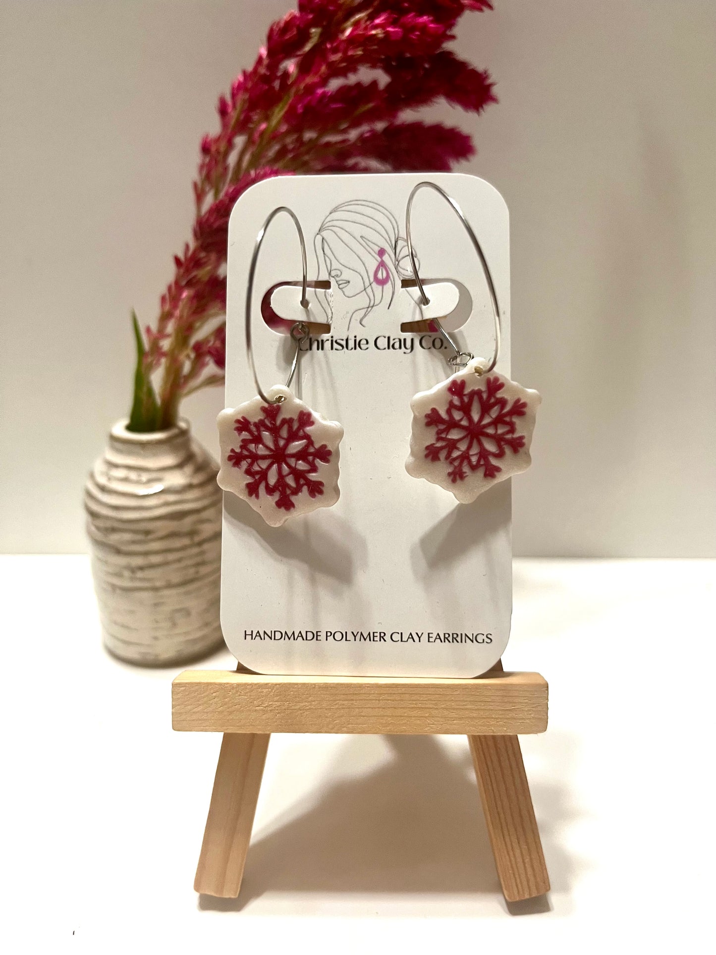 Winter-Snowflakes with pink snowflake imprint