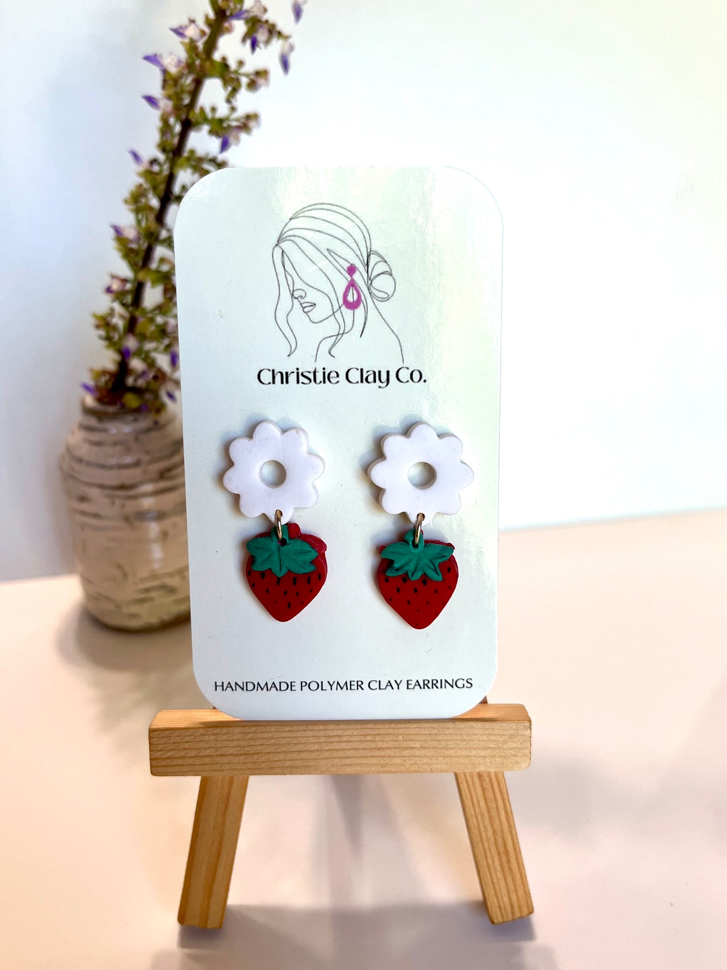 Strawberry-Dangle with floral toppers