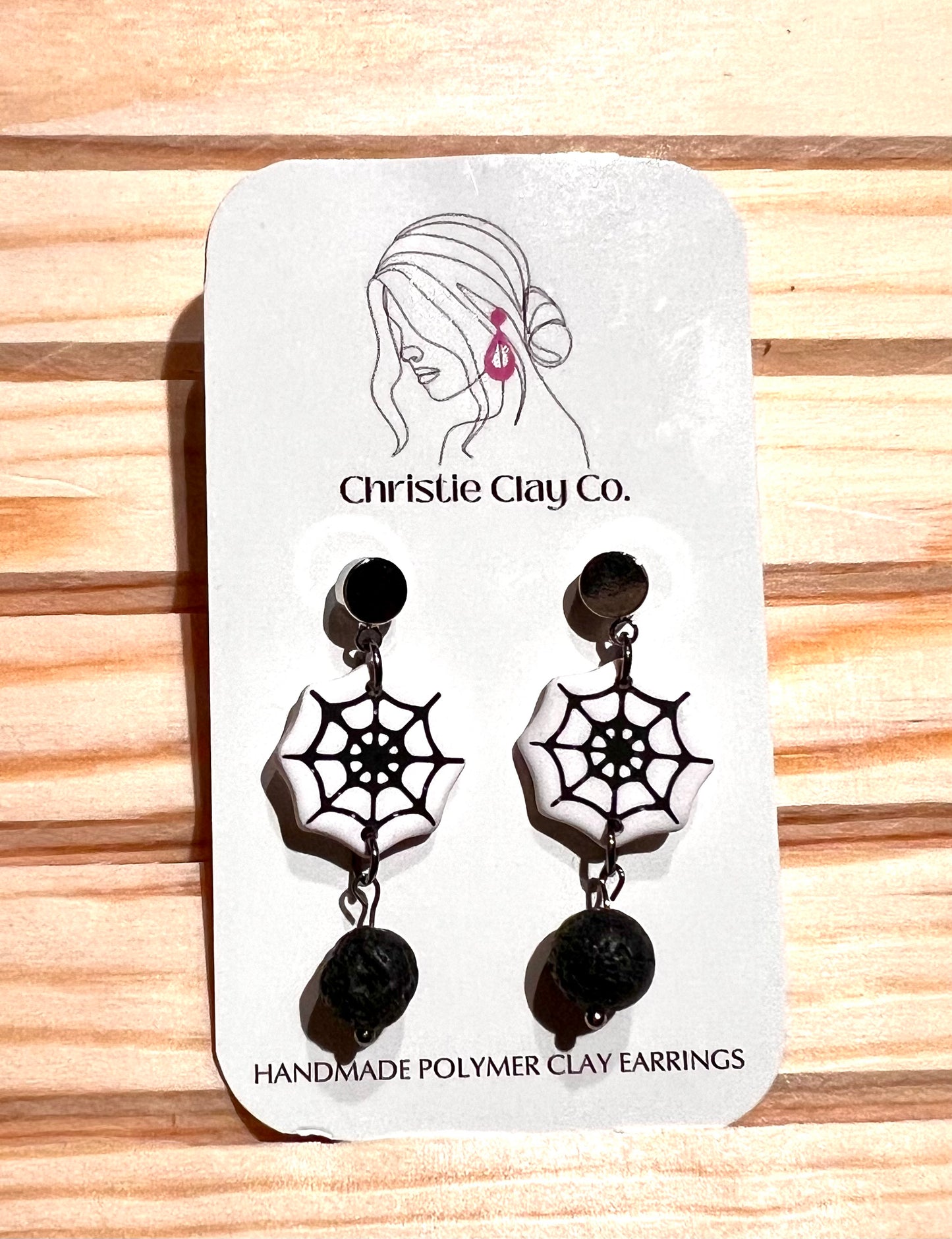 Halloween - Spiderwebs with Lava Rock Dangle