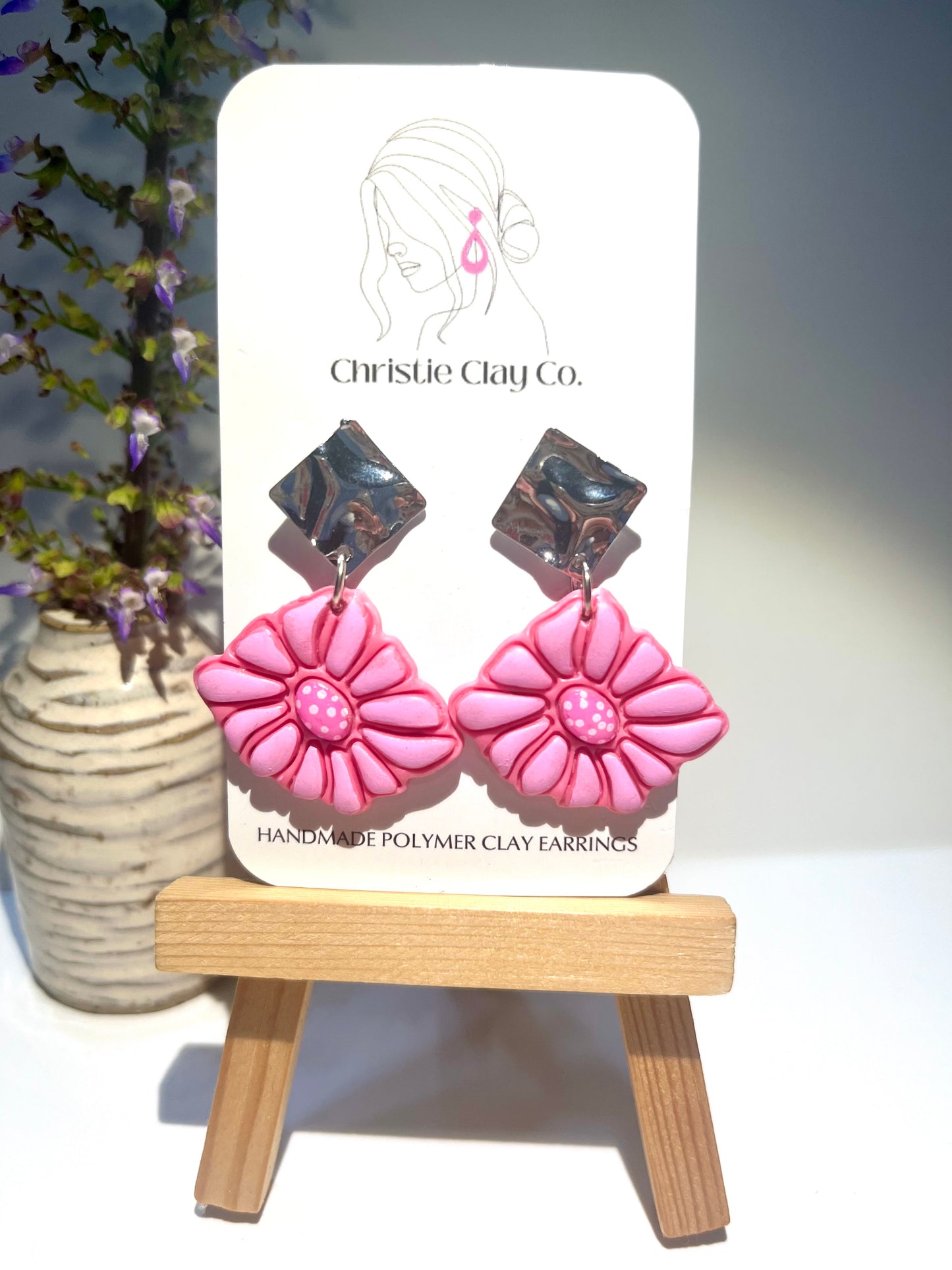 Pink flowers with silver finding