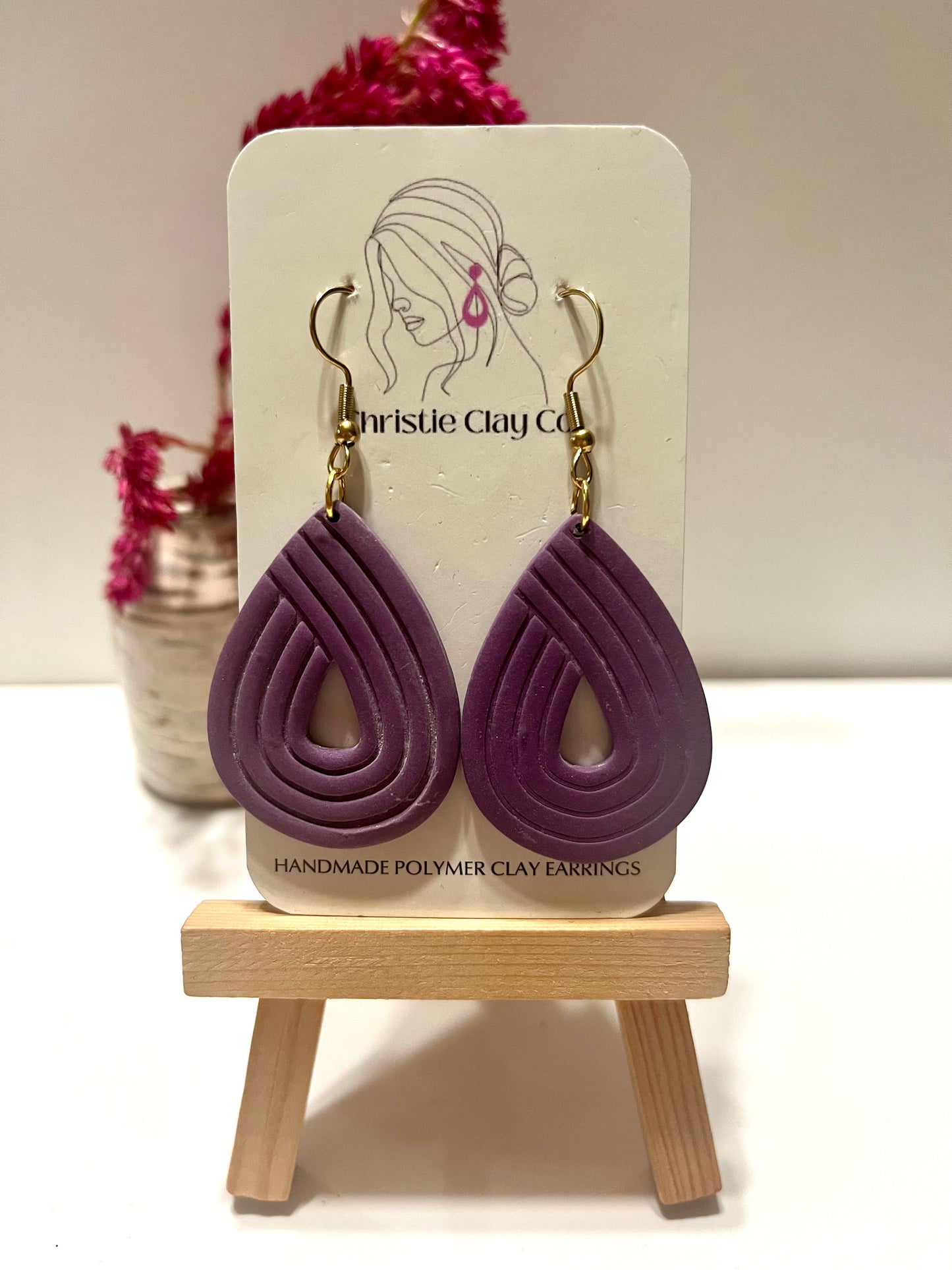 Purple teardrop cutout dangle