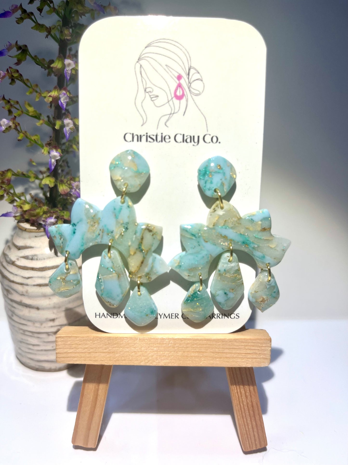 Light Turquoise Marble-Three tier dangle