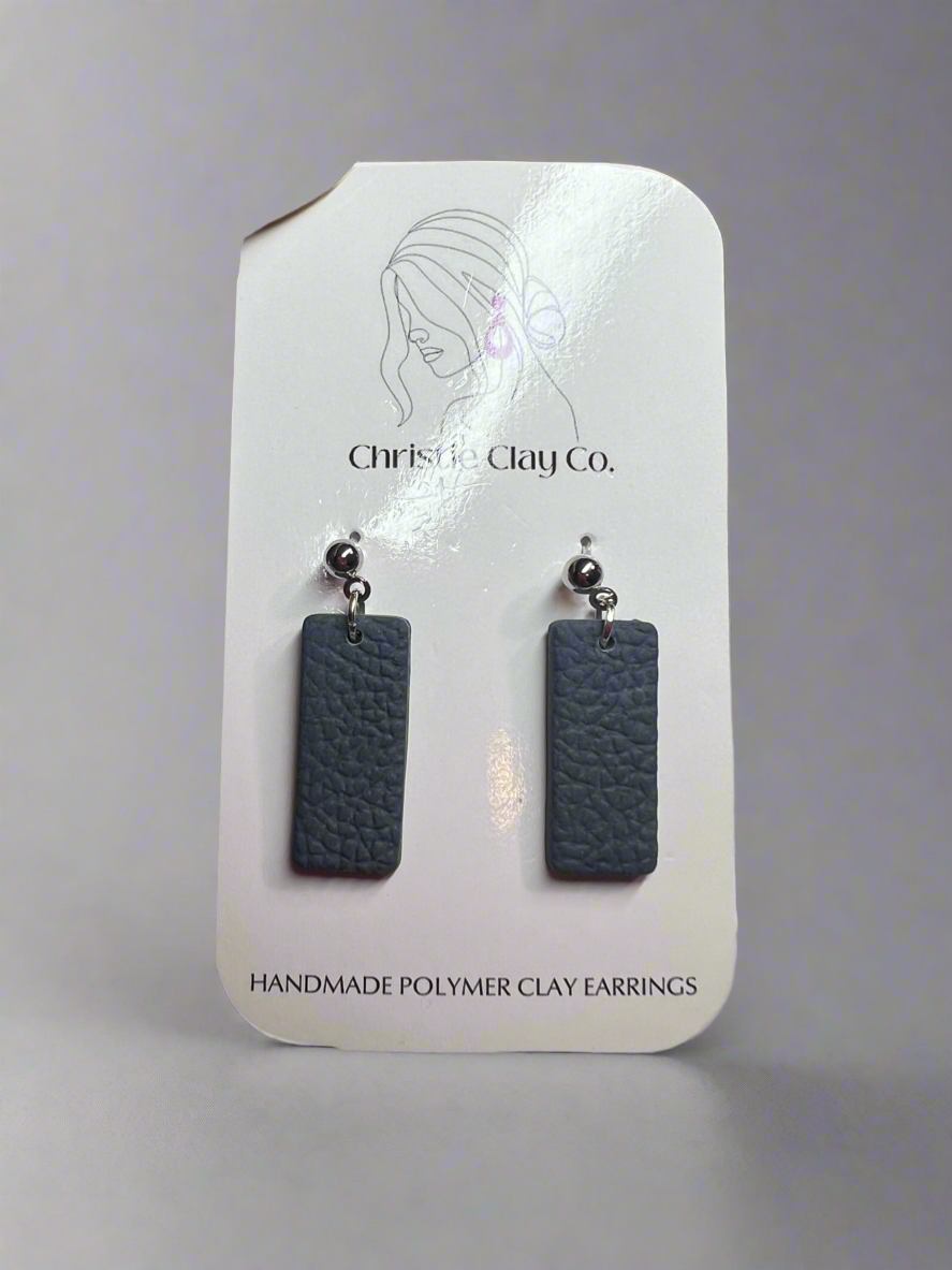 Faux Leather - Simple Rectangle Everyday Earrings