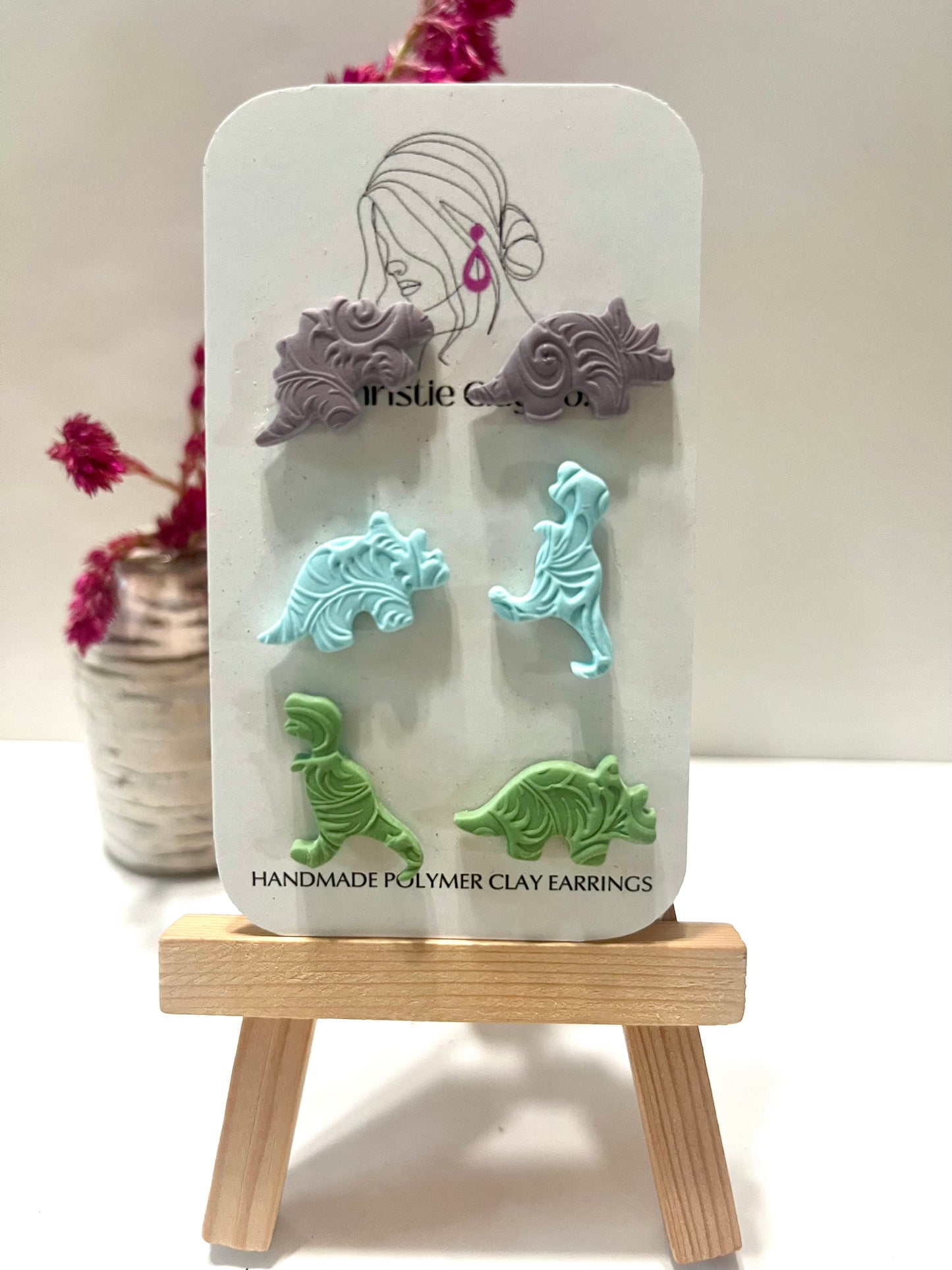 Dinos-Set of three purple, blue, and green