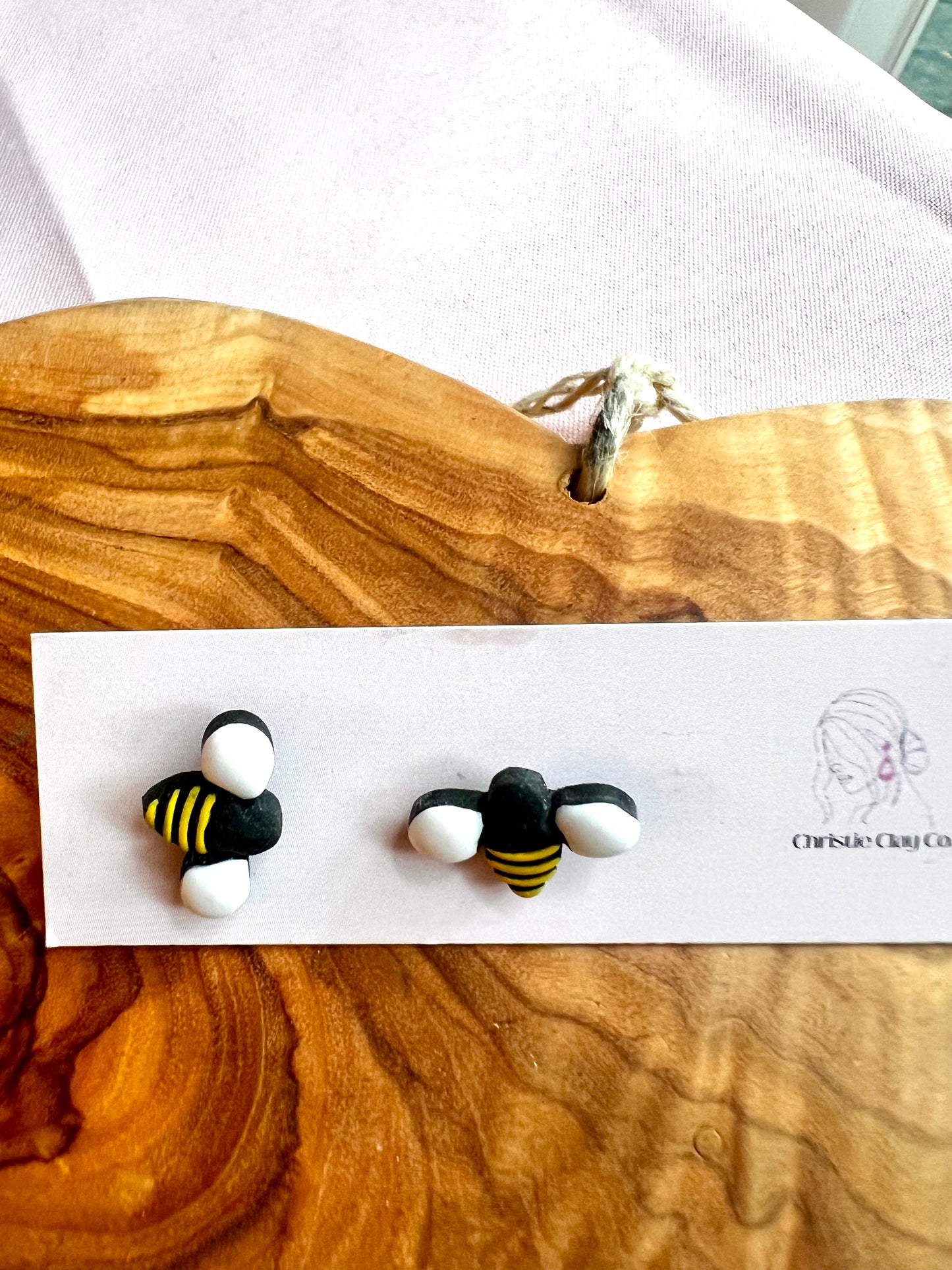 Mini hand painted bumble bee studs