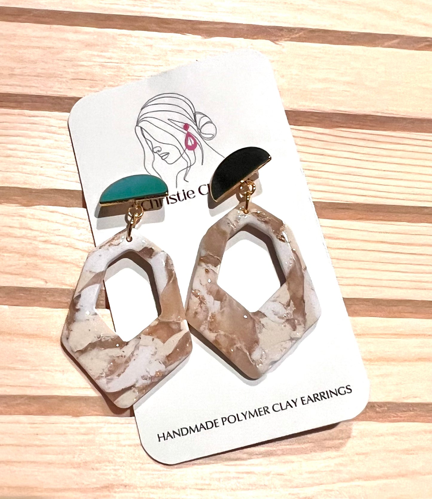 Nuetral Marble. Cutout Dangle