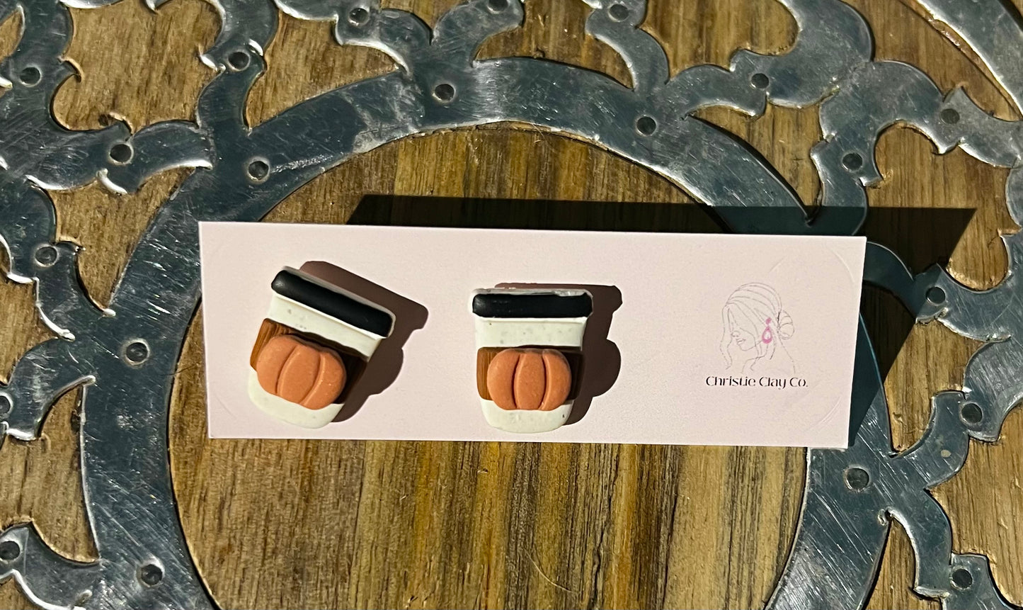 Fall - Pumpkin Latte Cup Stud
