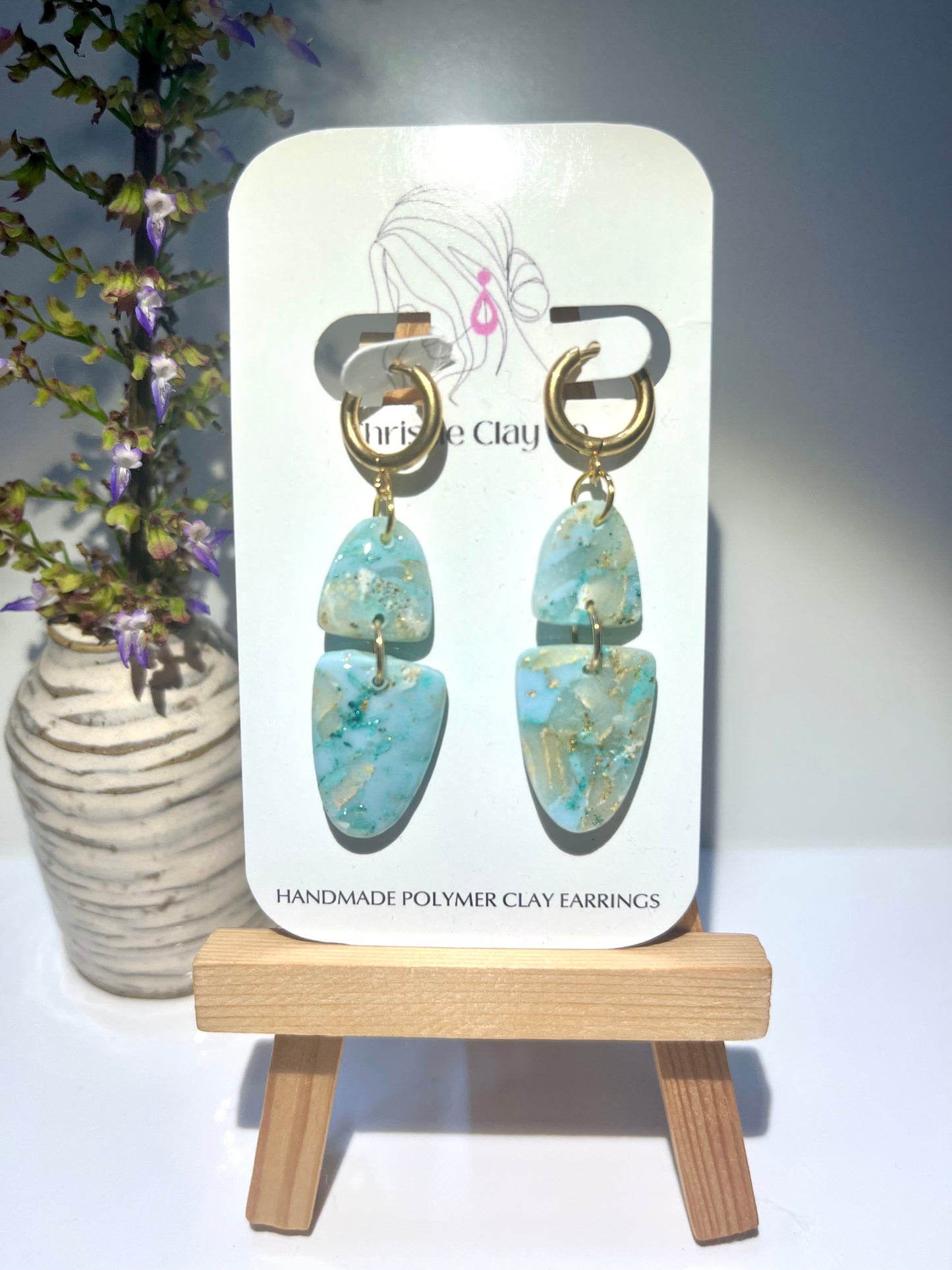 Light Turquoise Marble-Two tier dangle