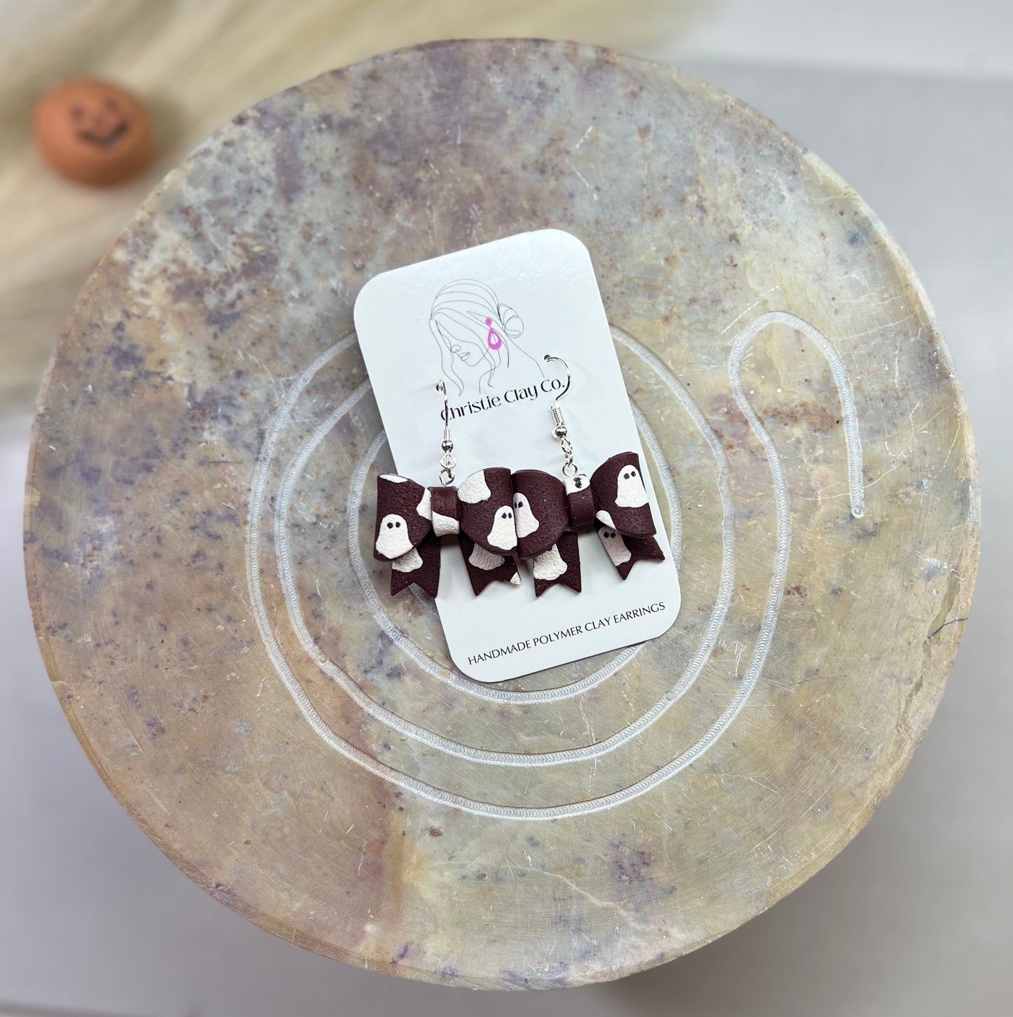 Halloween - Burgandy Bows with Ghosts