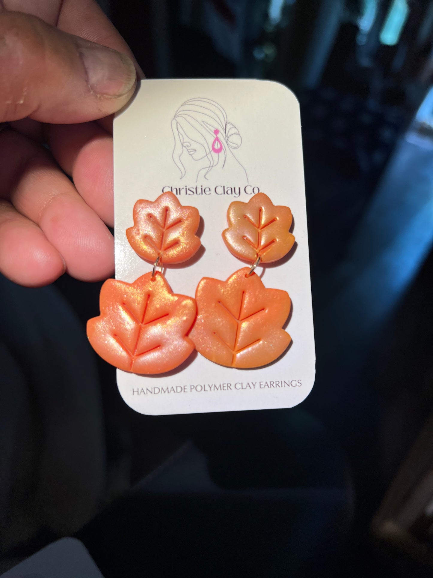 Fall - Gradient Maple Leaf Dangle Shimmer Drop