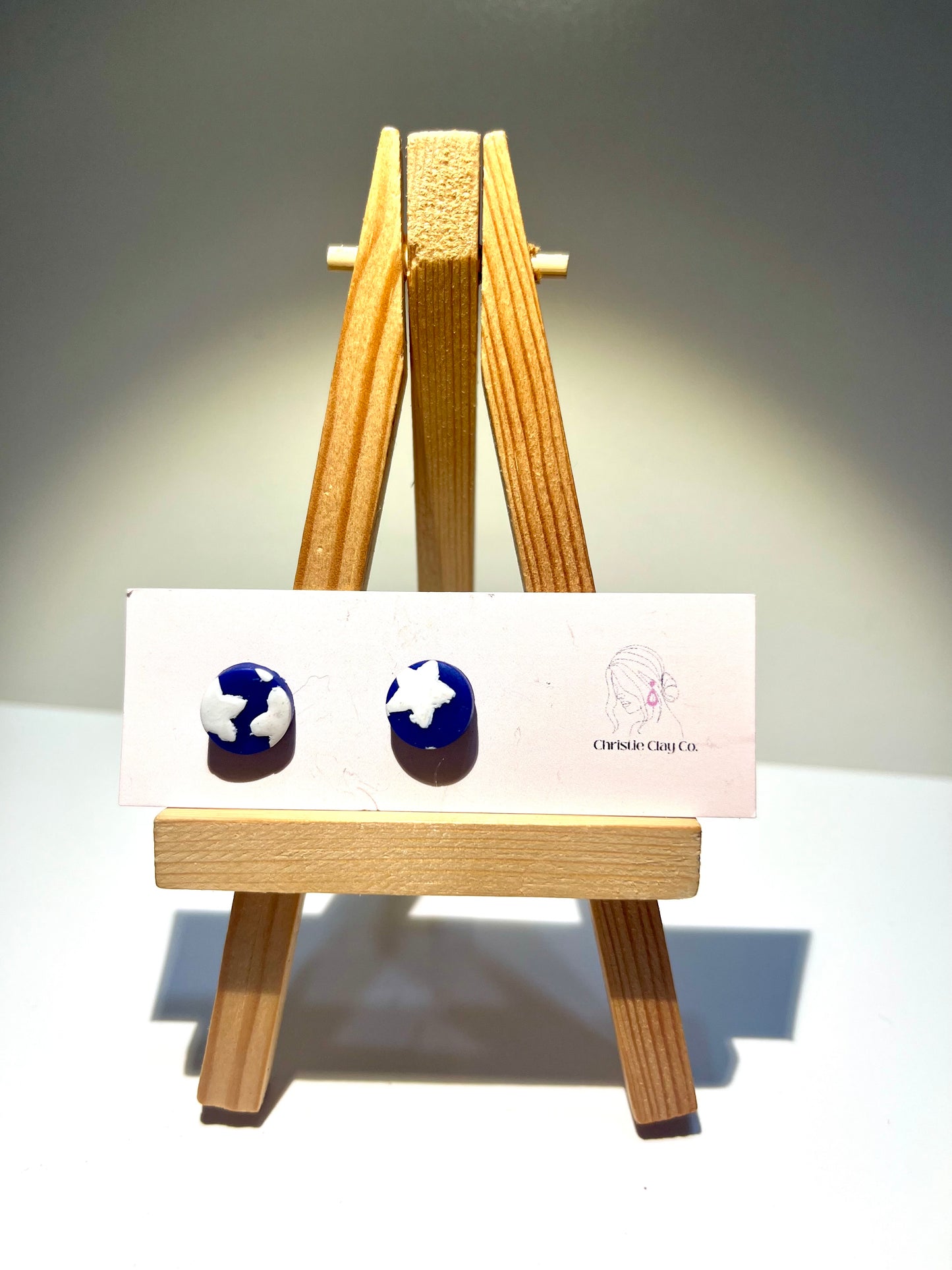 Red, White, & Blue-Circle studs with stars