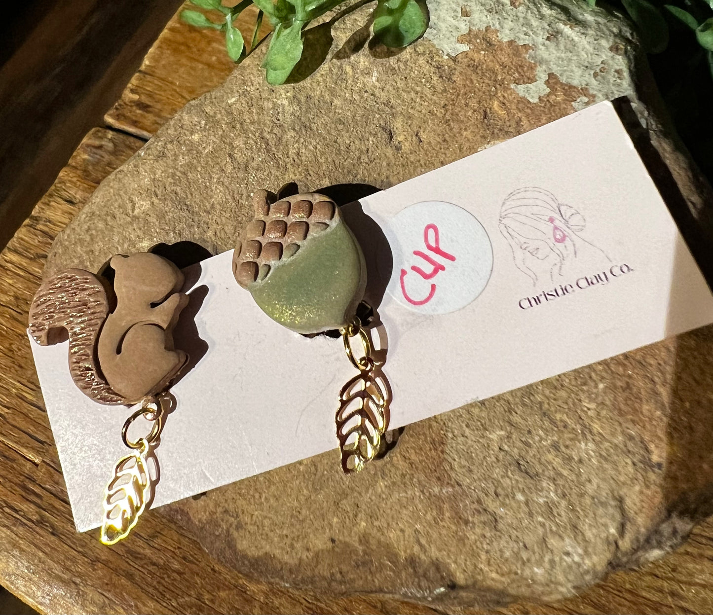 Fall - Squirrel & Acorn Studs (CLIP)