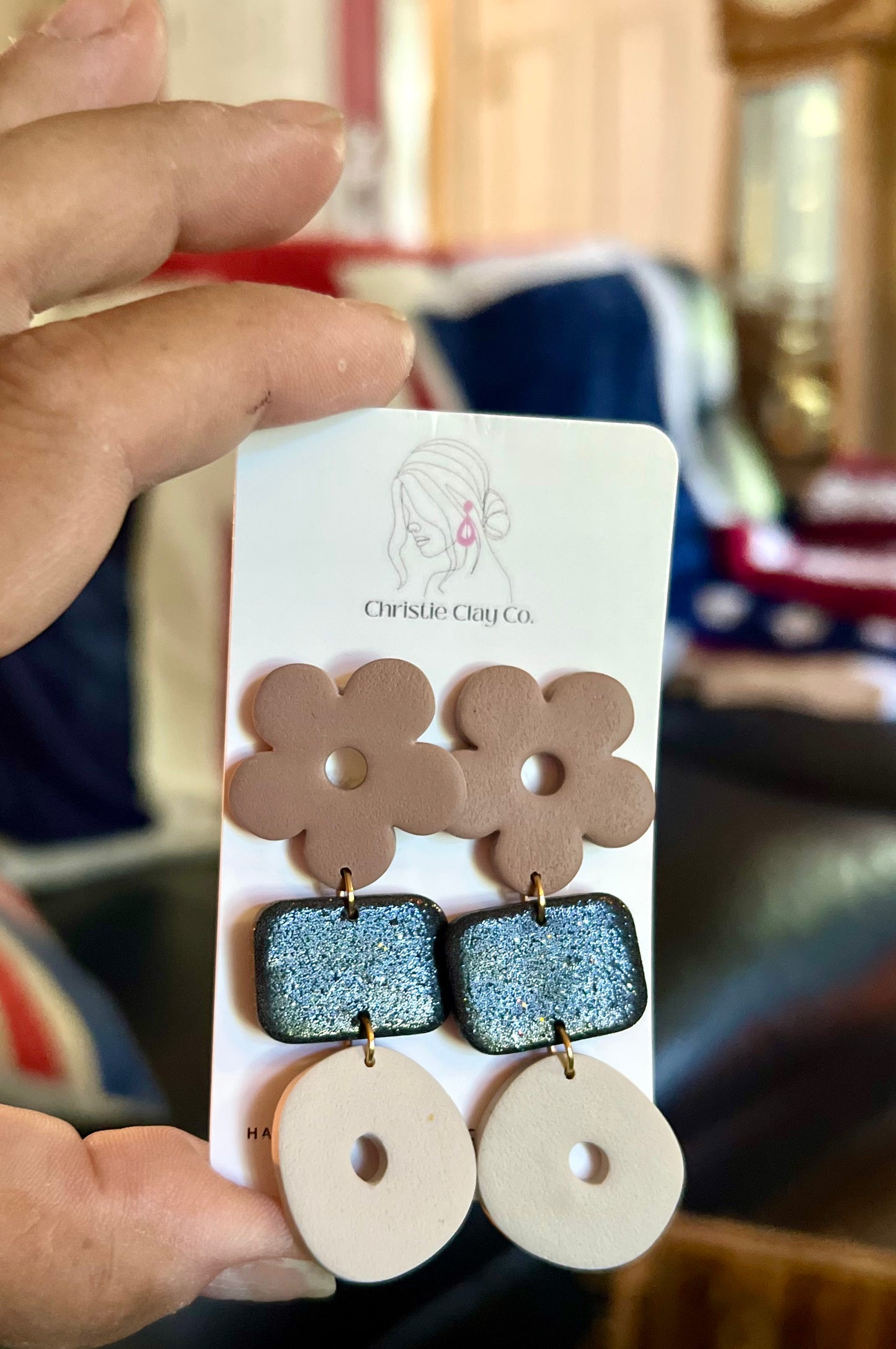 Neutral Floral Triple Dangle