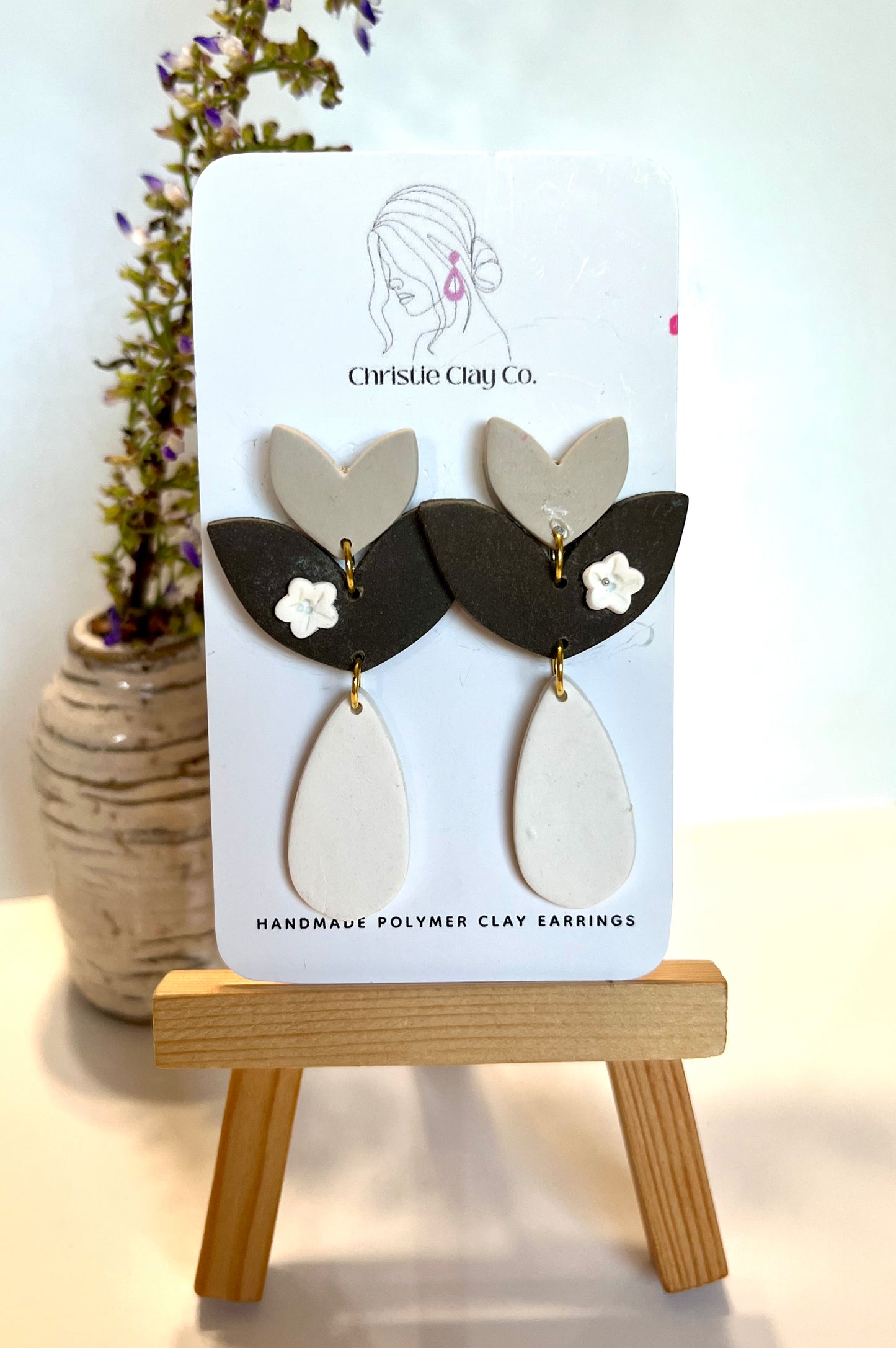 Tricolor dangles with white flower accent