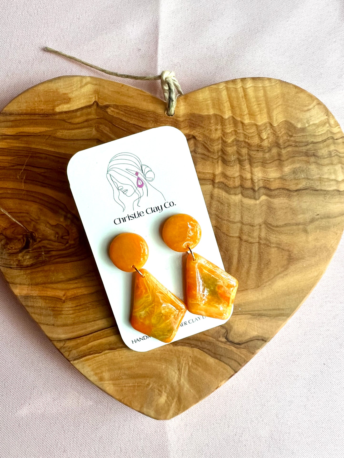 Swirl Collection - Orange Yellow Green White Translucent Dangle Drop earrings