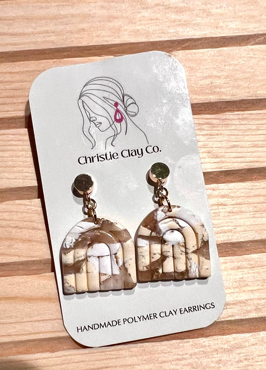 Neutral Marble.  Small Arch Dangle