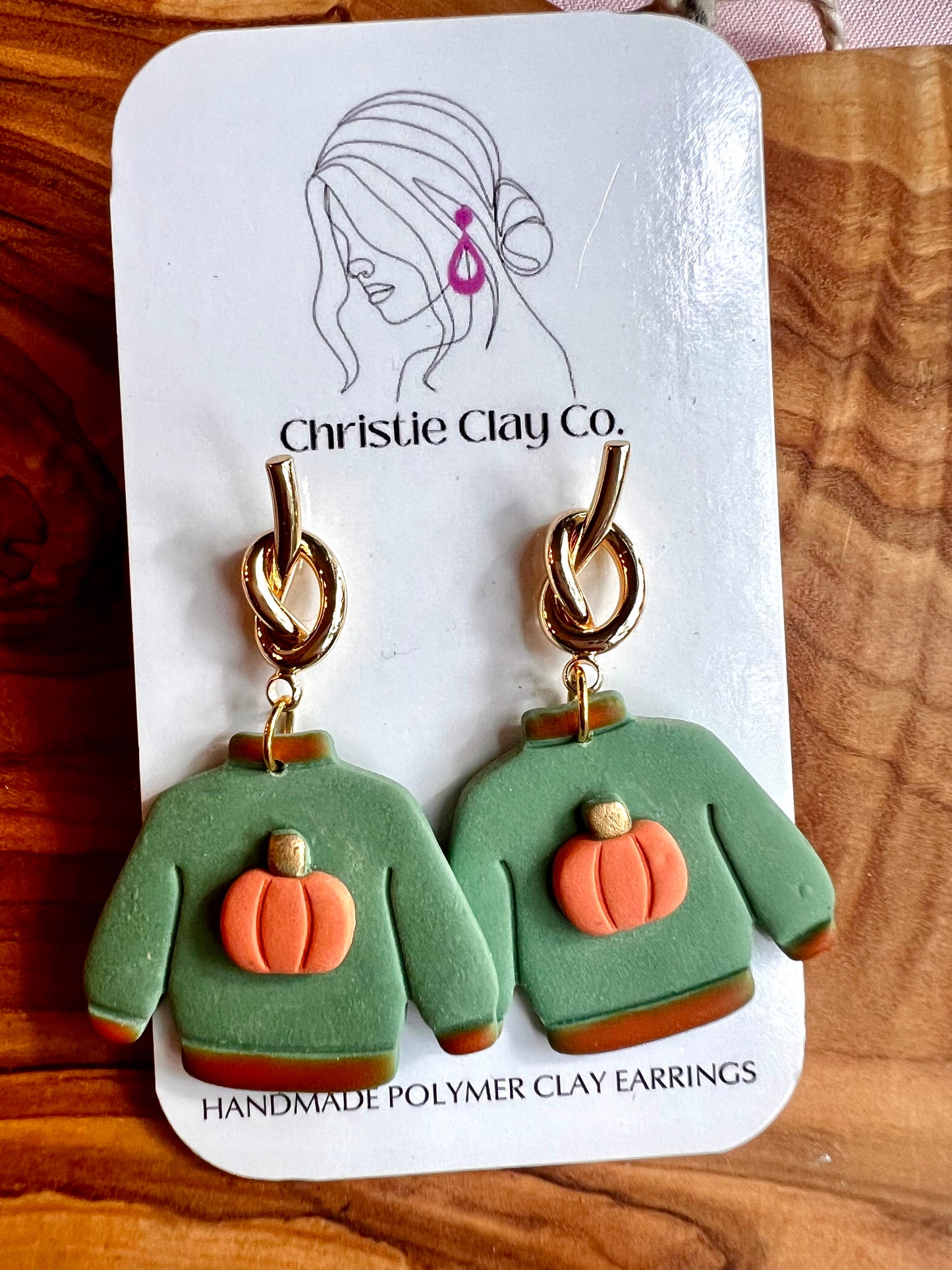 Fall - Green Pumpkin Sweater with Orange Trim