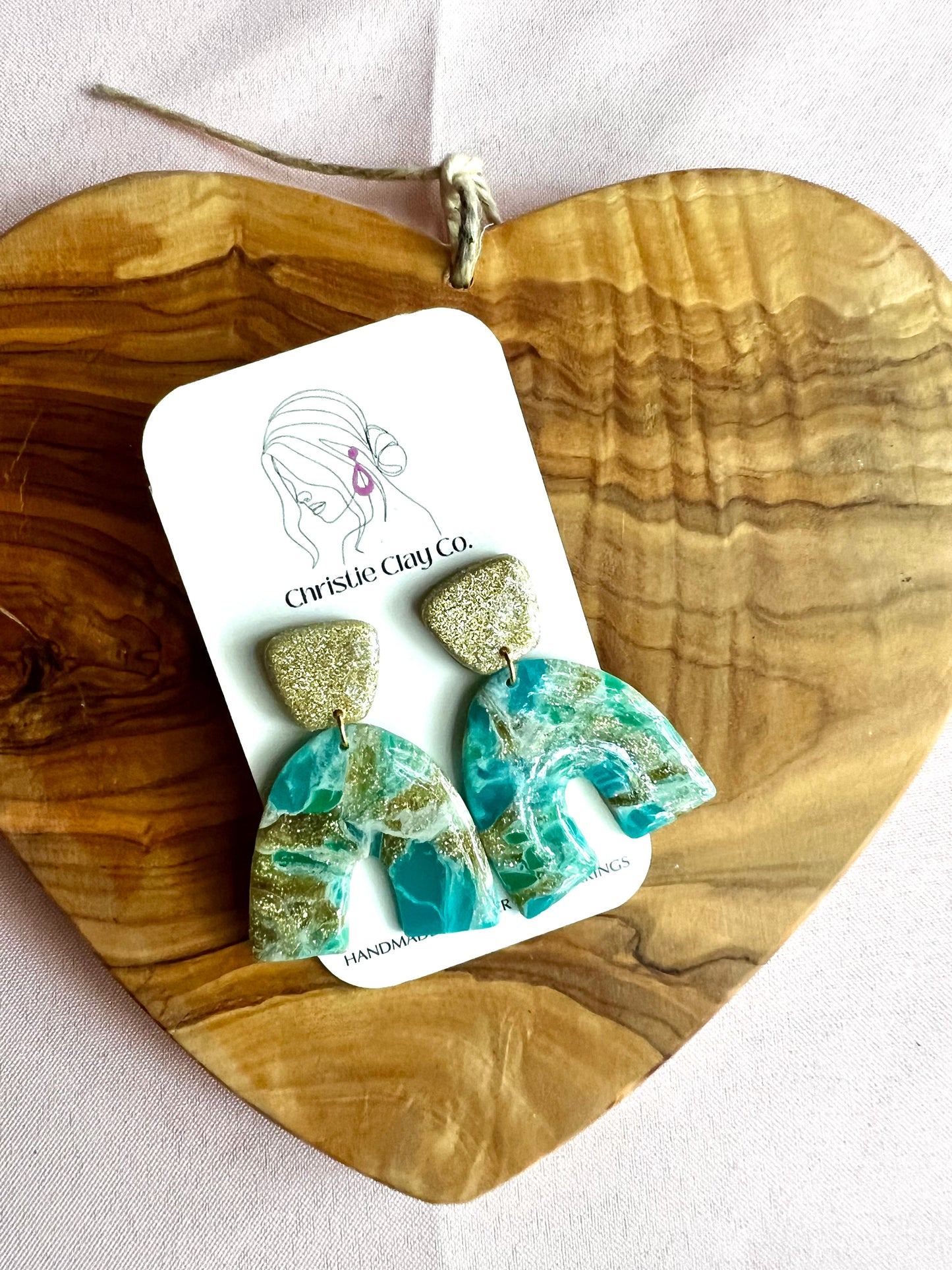 Swirl Collection - Gold Turquoise Translucent Arch dangles