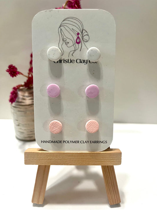 Micro dots-Set of three white, purple, and pink