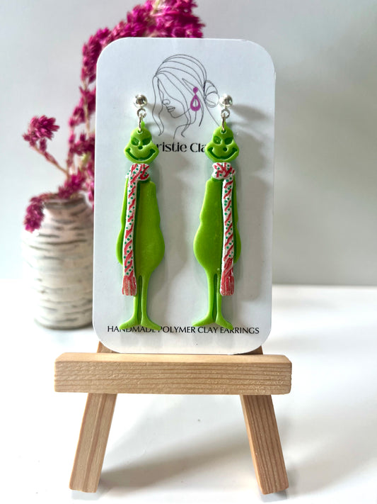 Christmas-Green meanie with long Christmas scarf