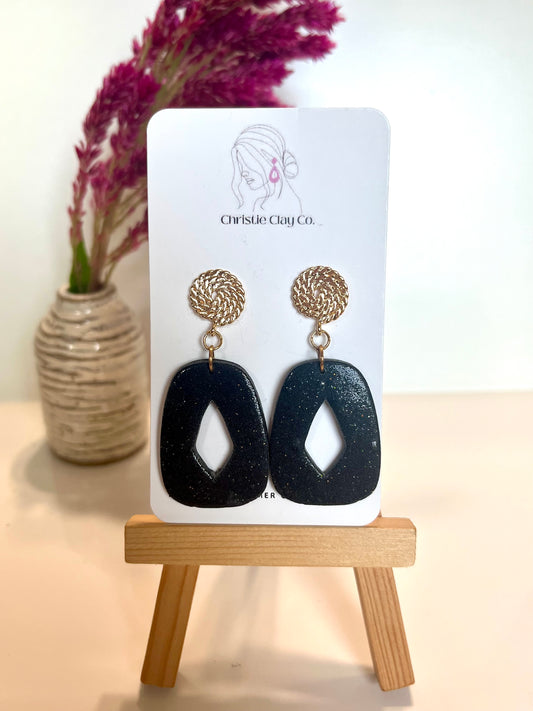 New Year’s Eve-Simple black sparkle cutout dangle