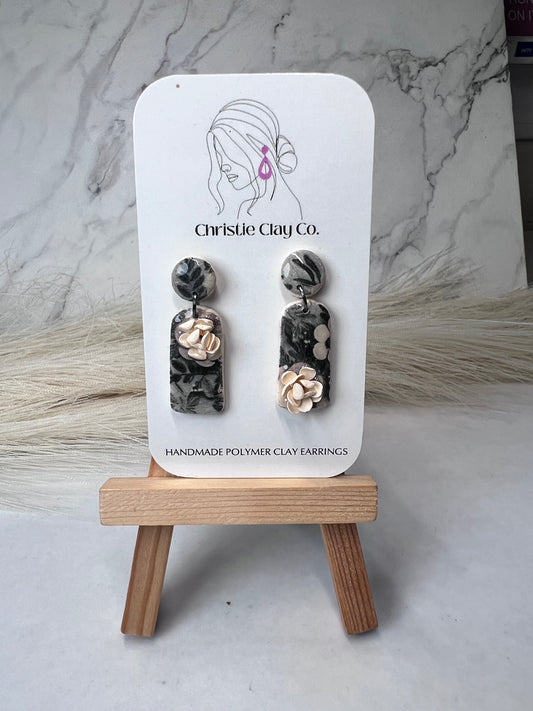 Florals - Grey and Cream Dangles