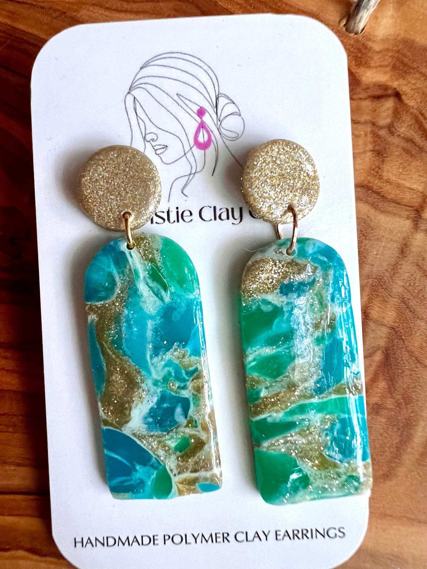 Swirl Collection - Gold Turquoise Translucent dangles