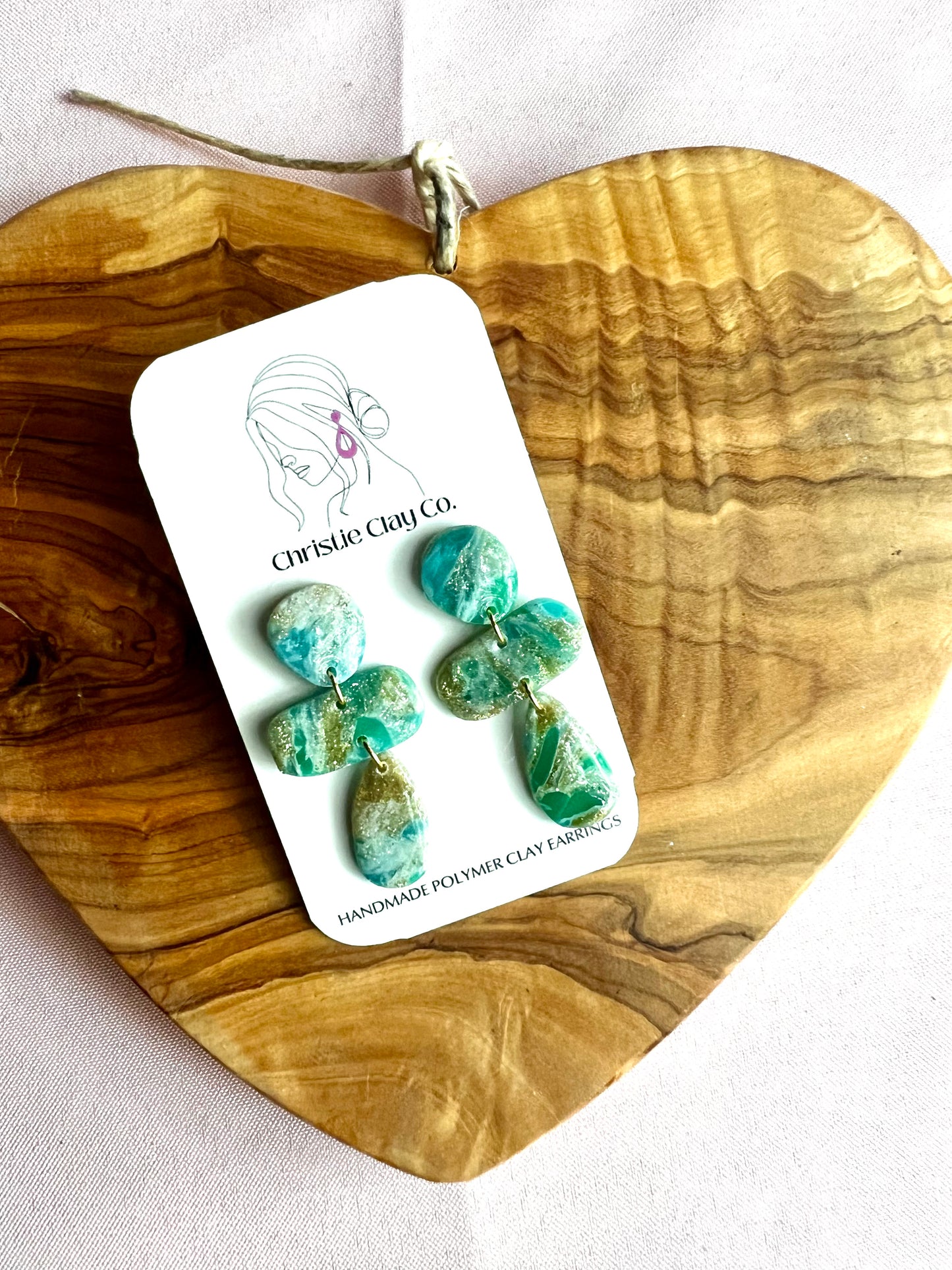 Swirl Collection - Gold Turquoise Translucent Triple Drop Earrings