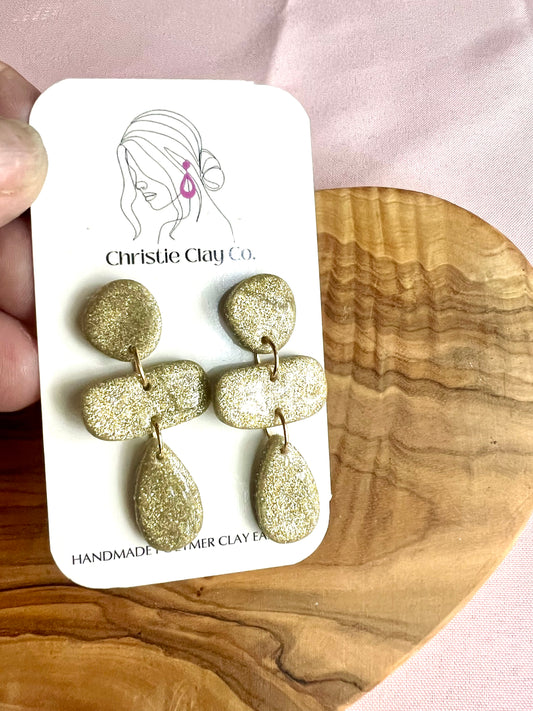 Swirl Collection - Gold Triple Dangle Drop earrings