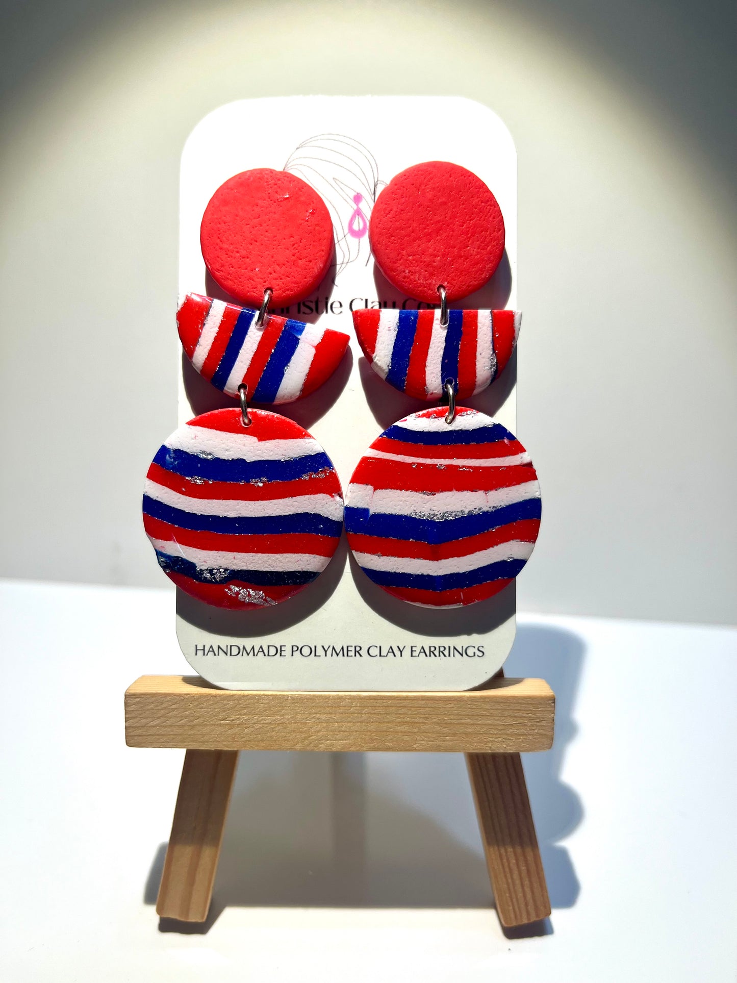 Red, White, & Blue-Three tier dangle with circles