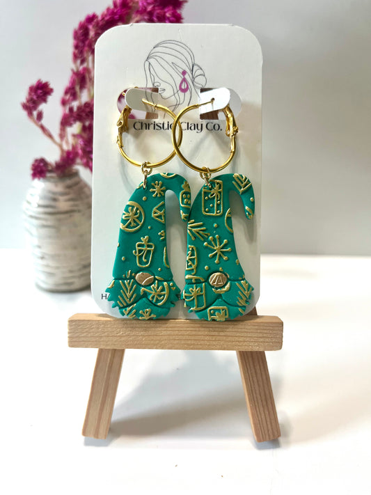 Christmas-Green gnomes with gold imprint design
