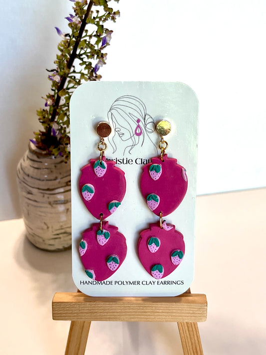 Strawberry-Two tier dangle with strawberry design