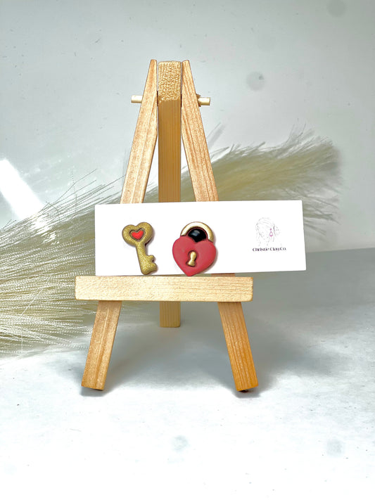 Valentines - Lock & Key Studs