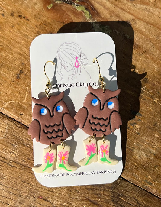 Fall - Owl with Hand Painted Boots