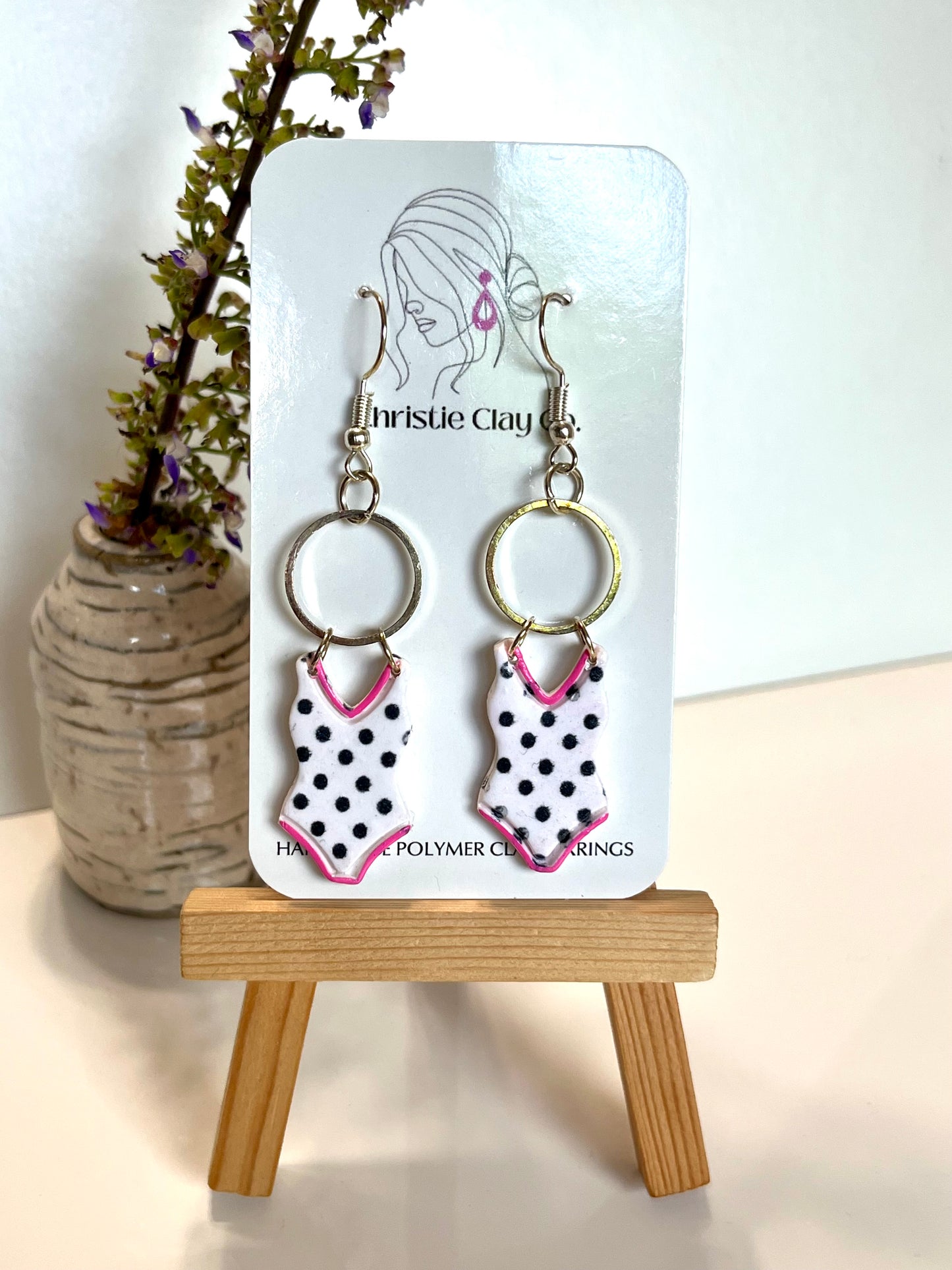 Bathing Suit-Polka dot design dangles
