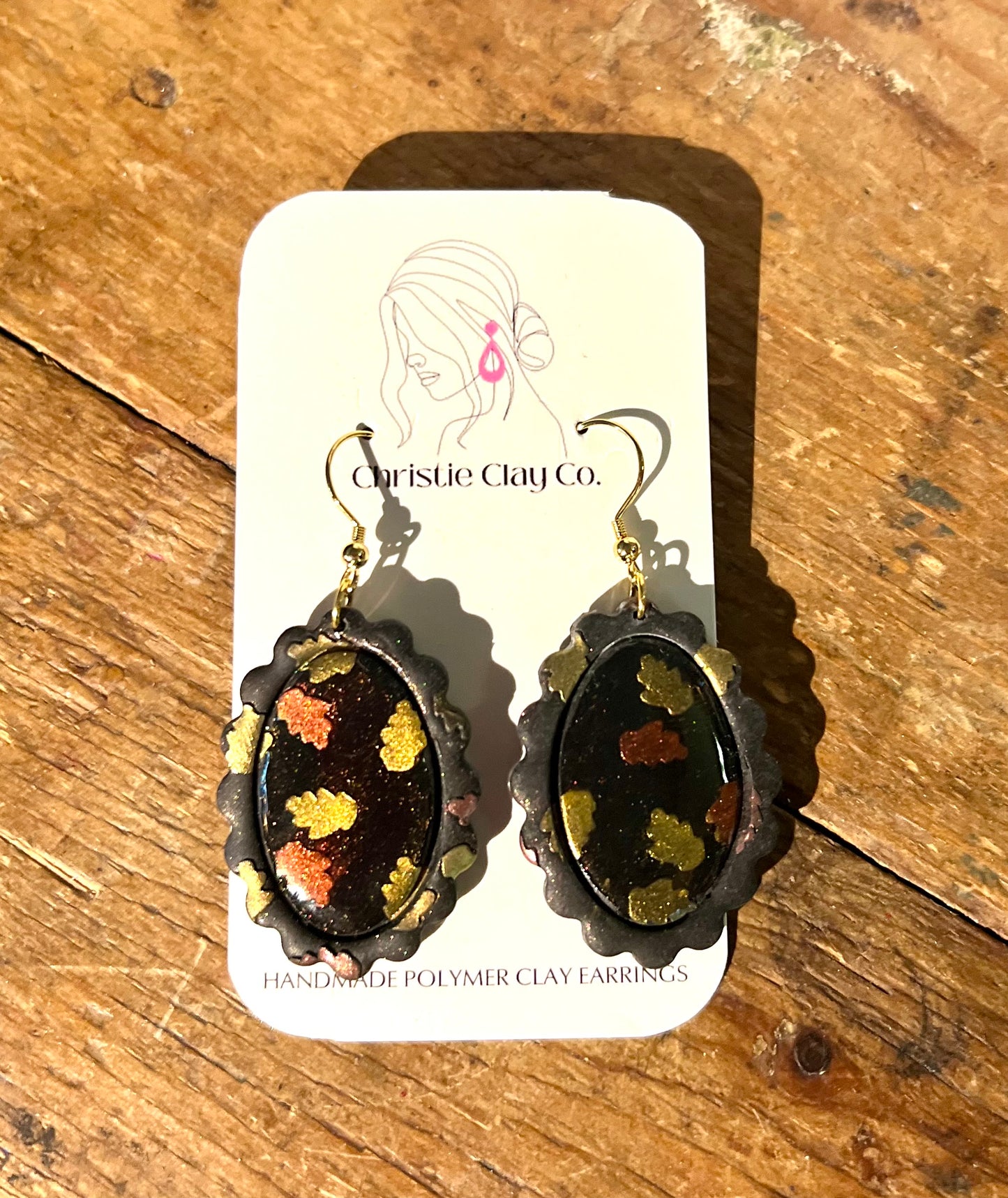 Fall - Black Leaf Glitter Framed Circles