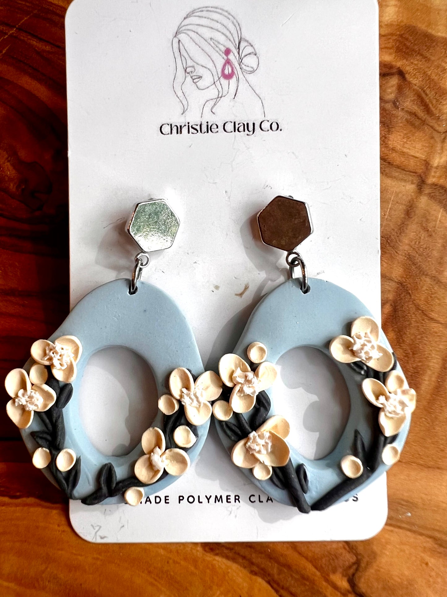 Bridgerton Inspired - Baby Blue Cutout Floral Earrings