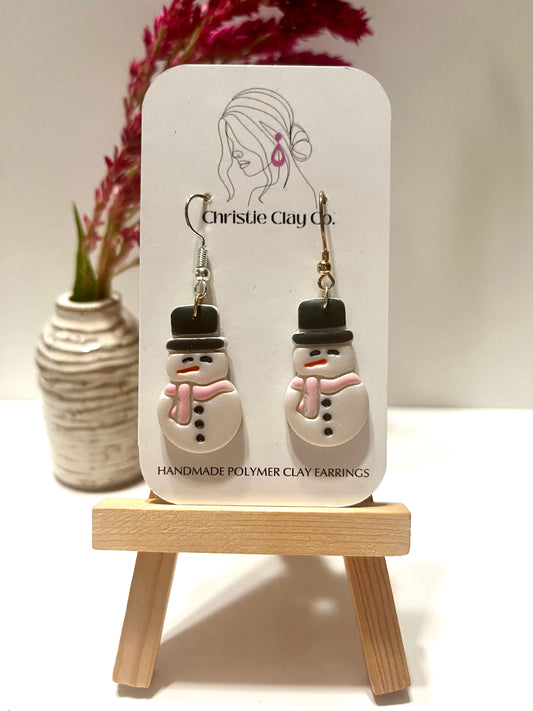 Winter-Snowman with pink scarf