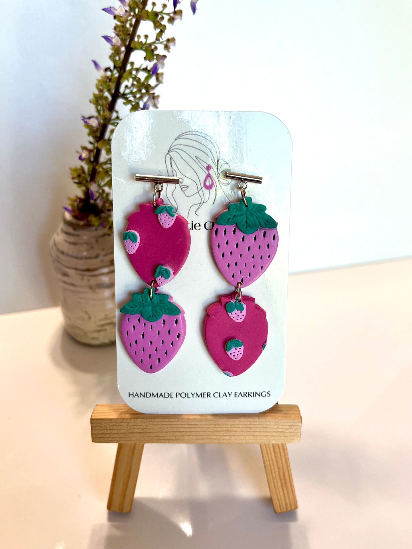 Strawberry-Two tier dangle with strawberry design