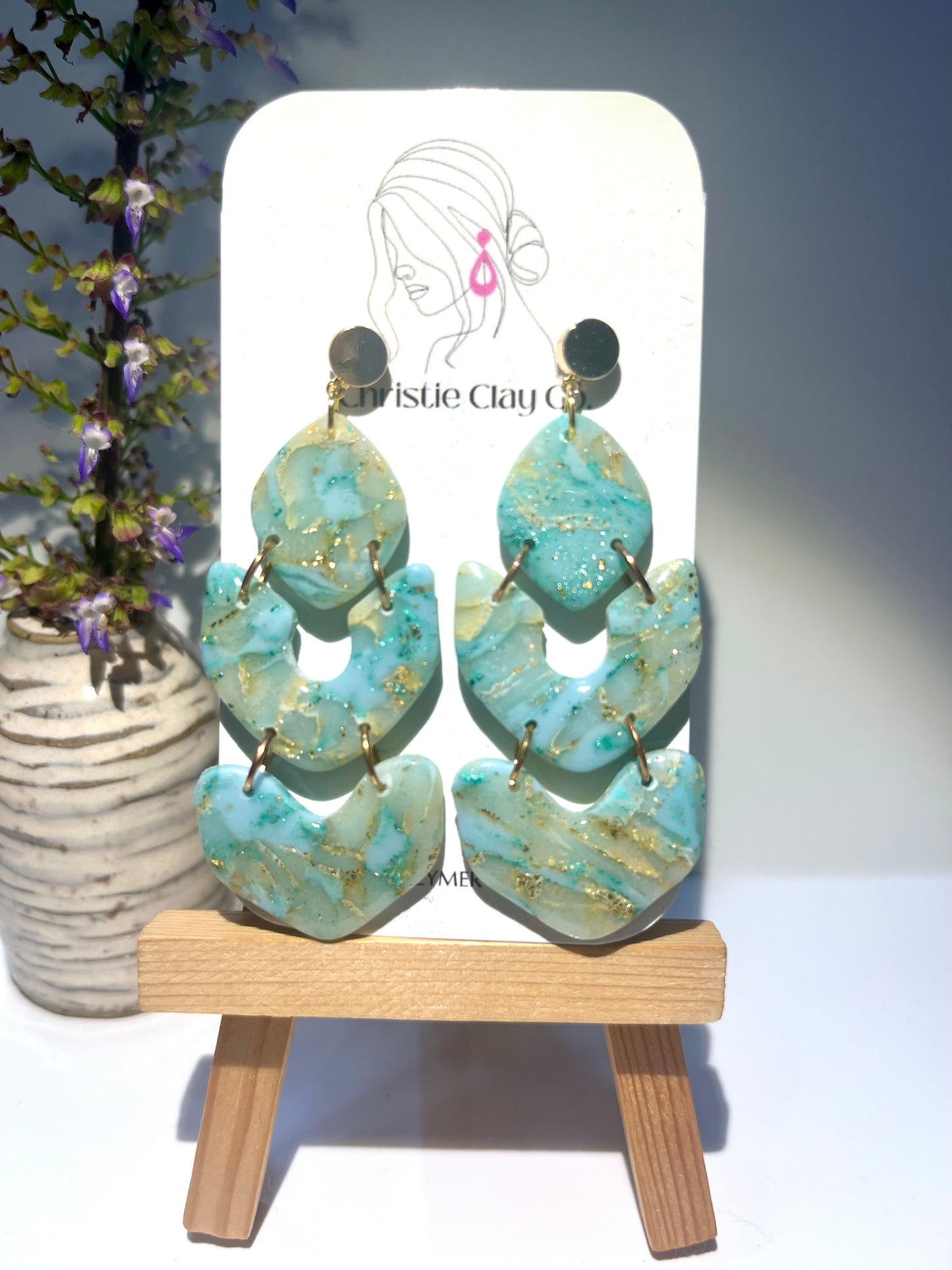 Light Turquoise Marble-Three tier dangle
