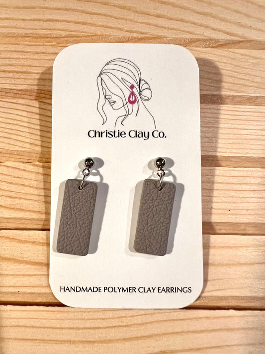 Faux Leather - Simple Rectangle Everyday Earrings
