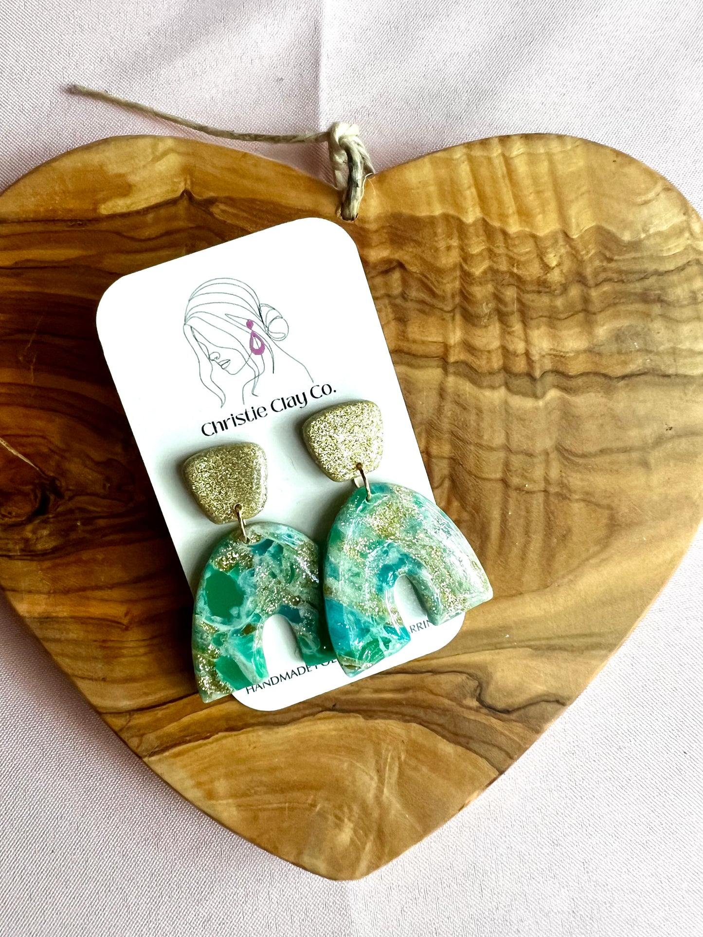 Swirl Collection - Gold Turquoise Translucent Arch dangles