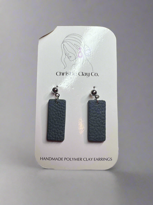 Faux Leather - Simple Rectangle Everyday Earrings