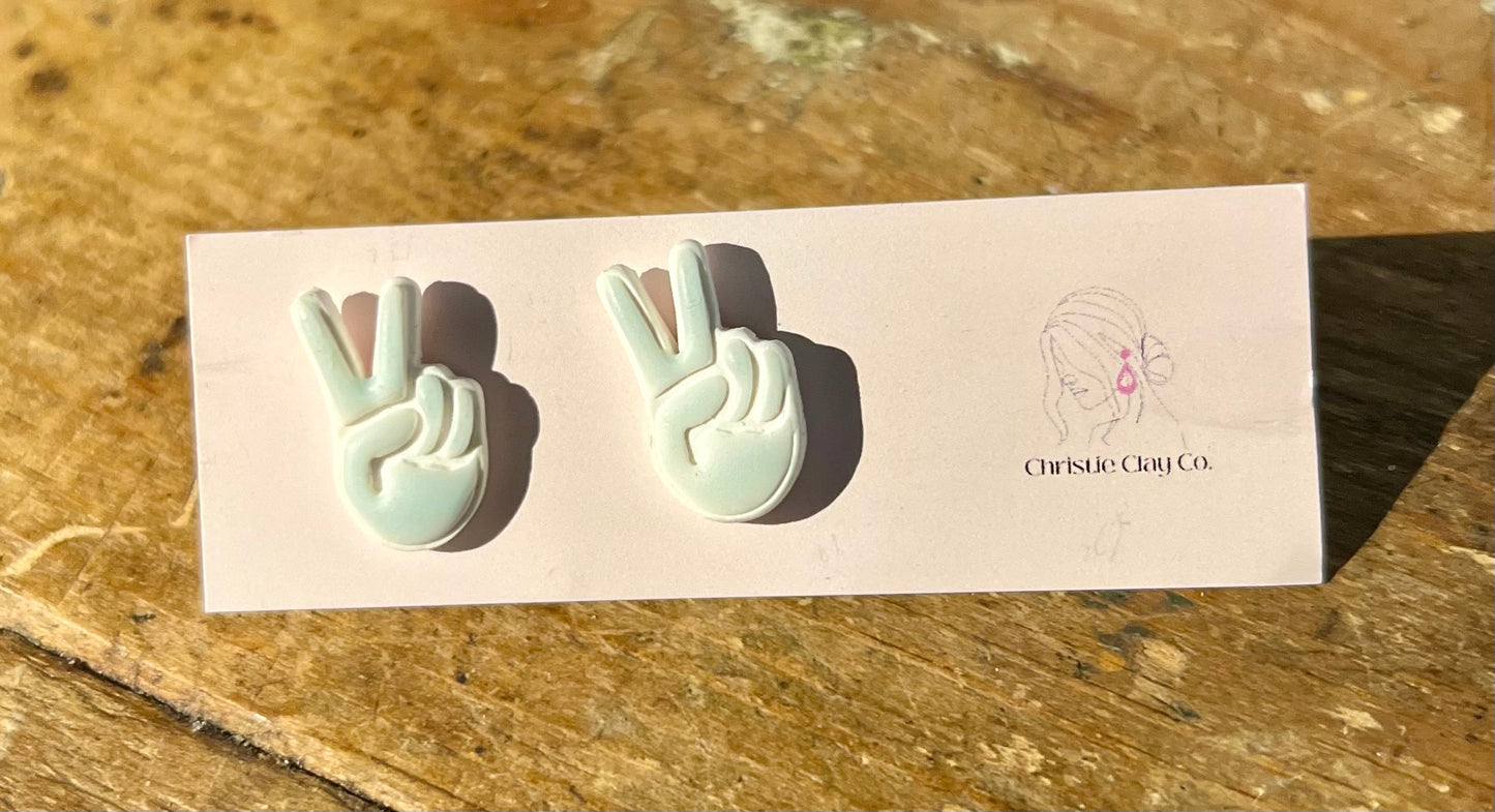 Hippie.  Peace Sign Studs